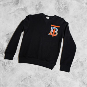 Burberry Black Graphic logo Crew Neck