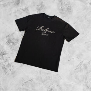 Balmain Paris Black Text T-shirt