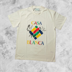 CASABLANCA T-SHIRT WITH MULTI COLOR PRINT ON CREAM