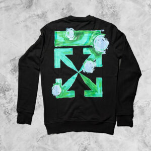 OFF-WHITE LONG SLEEVE TOP BLACK WITH GREEN PRINTED LOGO