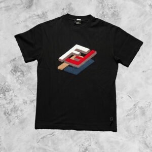 FENDI SHORT SLEEVE T-SHIRT WITH MULTI COLOR LOGO ON BLACK