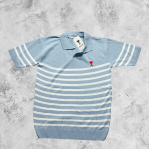 AMI STRIPED T-SHIRT BLUE & WHITE