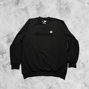 MONCLER LONG SLEEVE TOP WITH LONG ON FRONT IN BLACK
