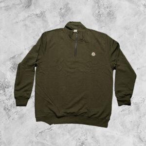 MONCLER LONG SLEEVE ZIPPER TOP OLIVE GREEN