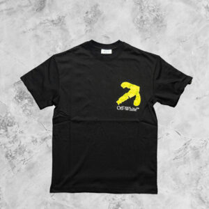 OFF WHITE SHORT SLEEVE T-SHIRT BLACK WITH YELLOW PRINT